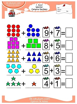 Çocuklar İçin toplam işlemi yaprak testleri 